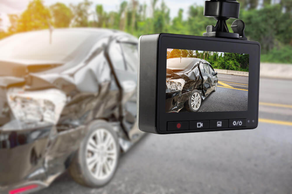 Car CCTV Camera Video Recorder With Car Crash Accident Road